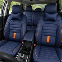 Universal PU Leather Car Seat Covers Full Set with Neck Pillows, Front & Rear Seat Protectors for Cars, SUVs, Trucks & Vans 4