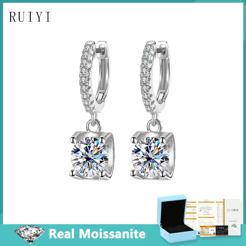 

1-2ct D Color Moissanite Drop Earrings for Women 925 Sterling Silver Classic Luxury Sparkling Diamond Earring Fine Jewelry Gifts