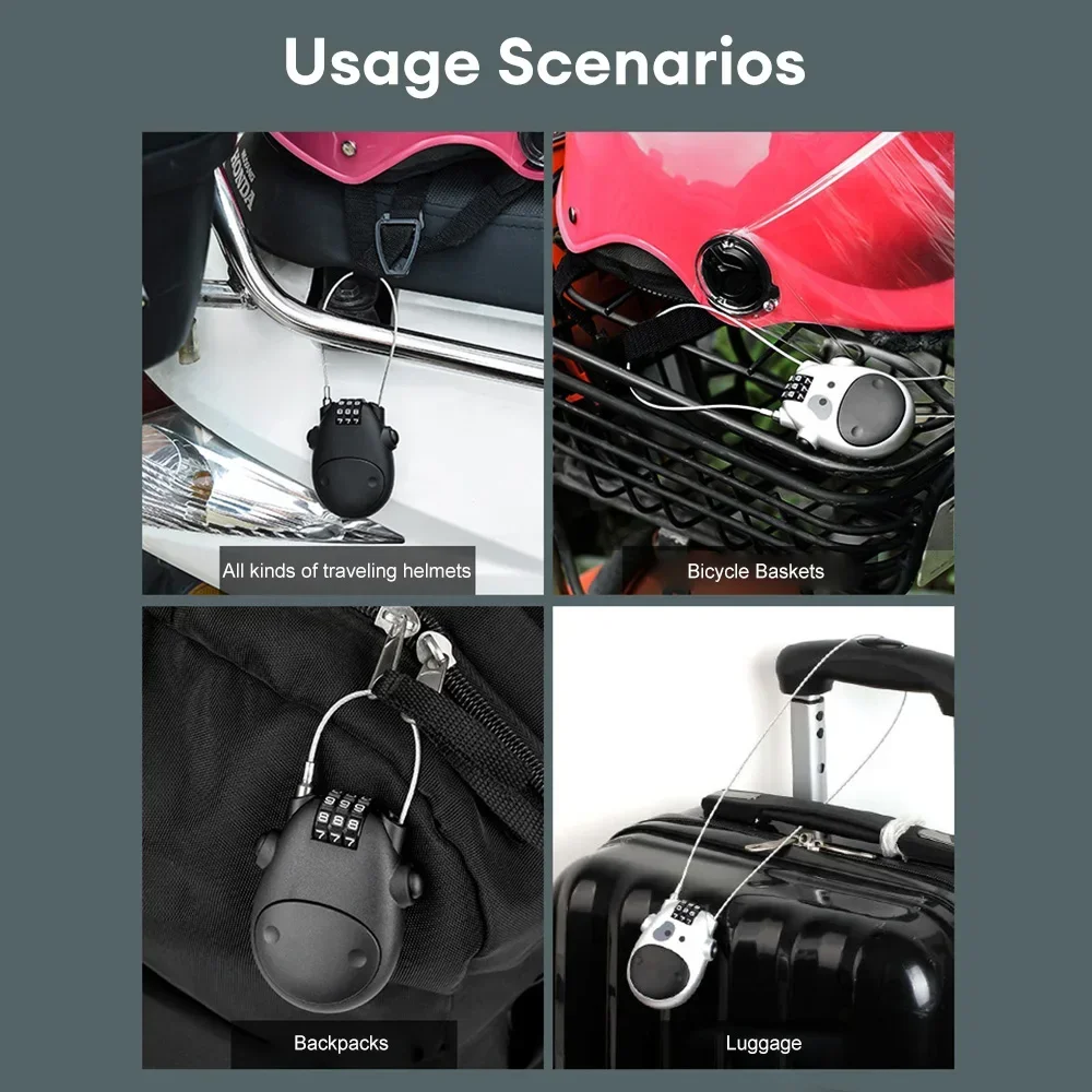 Bicycle Steel Cable Lock Suitcase Helmet Retractable Wire Rope Secure Padlock Anti-Theft Mini High-precision Password Locker