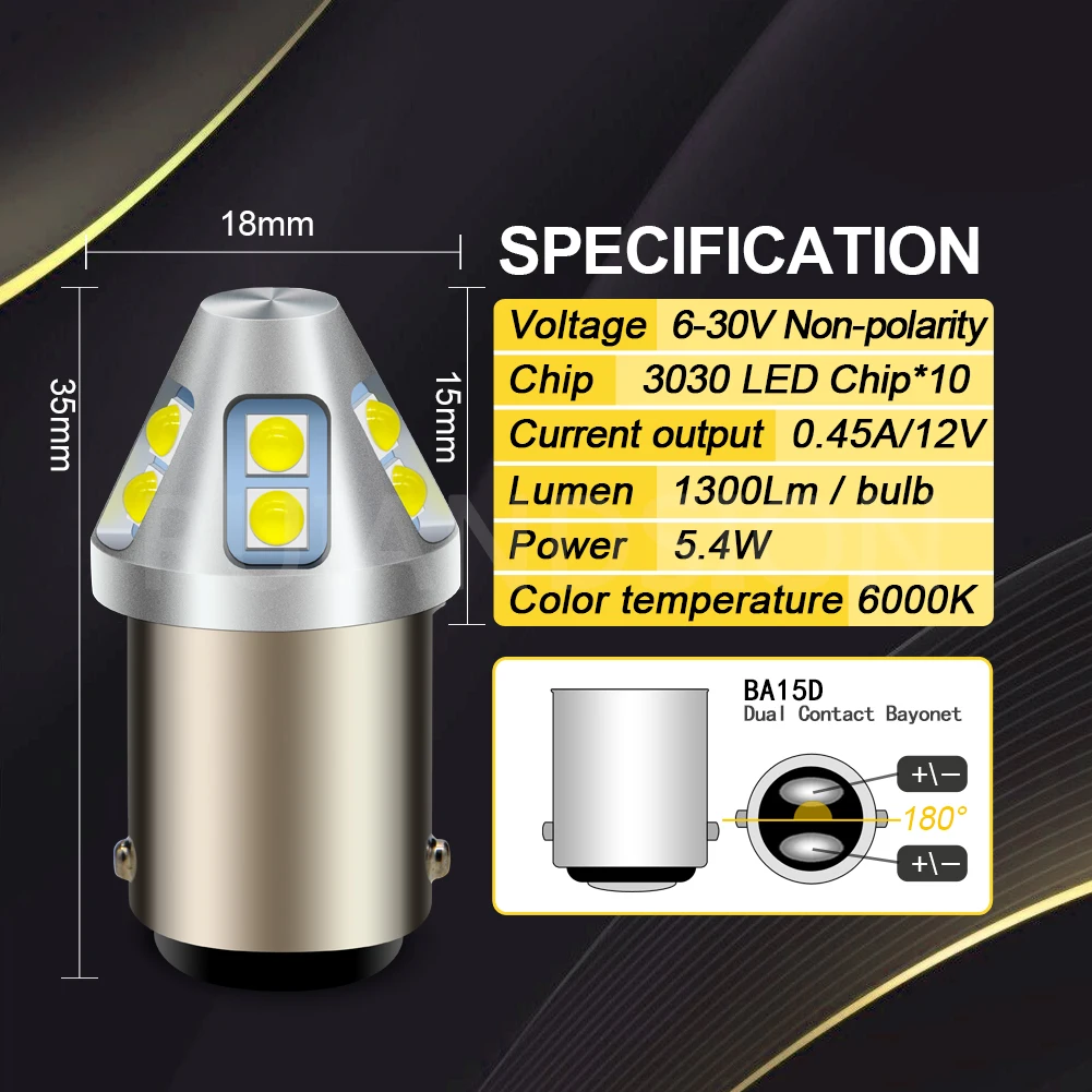 Ruiandsion 2pcs 1156 LED Bulbs 7506 BA15S 6V Super Bright 5050