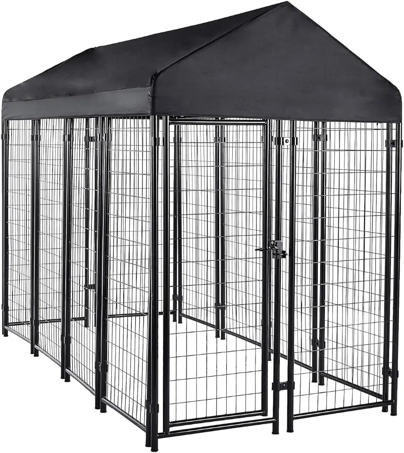 Welded Rectangular Outdoor Secure Wire Crate Kennel for Cat Dog Large Black 102 x 48 x 72 Inches Large outdoor wire kennel