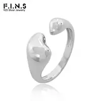 F.I.N.S Original Plain S925 Sterling Silver Open Ring Irregular Glossy Adjustable Stacked Finger Fine Jewelry Prevent Allergy 1