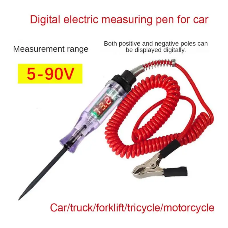 

Auto Circuit Tester Truck Voltage Tester Circuit DC 5-90V Car Circuit Tester Digital Display Auto Diagnostic Probe Test Pen Tool