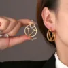 Double Sided Fashionable Round Letter V Zircon Ear Buckle for Women High-Quality Sense Hollow Jewelry Girls' Charm Earrings 5