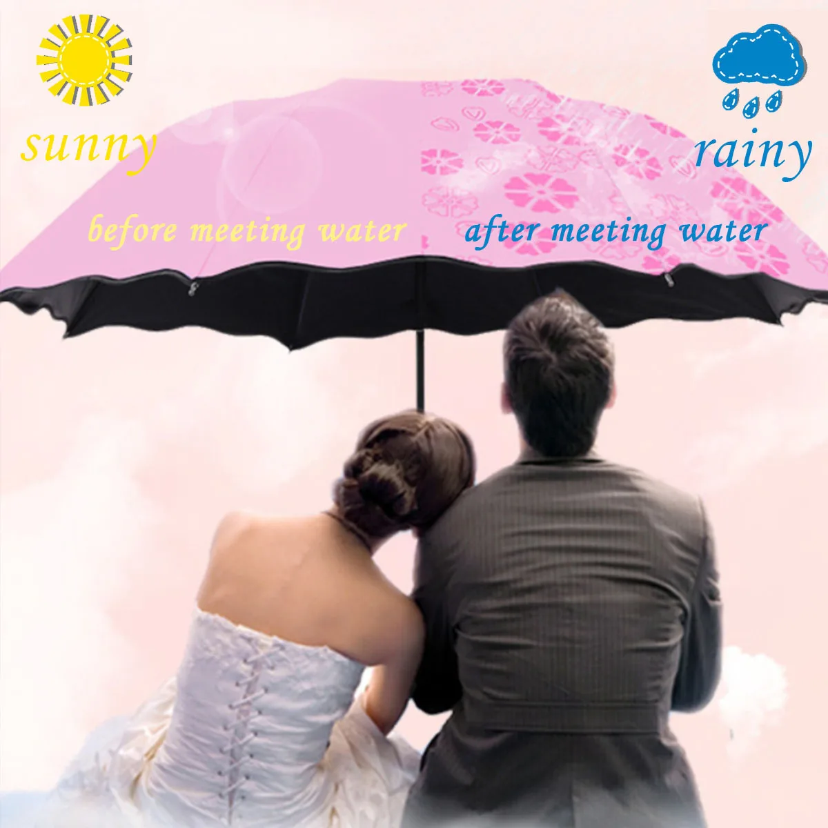 Folding Umbrella Shine Dual-use Umbrella Water Blossom Flowering Folding Manual Umbrella