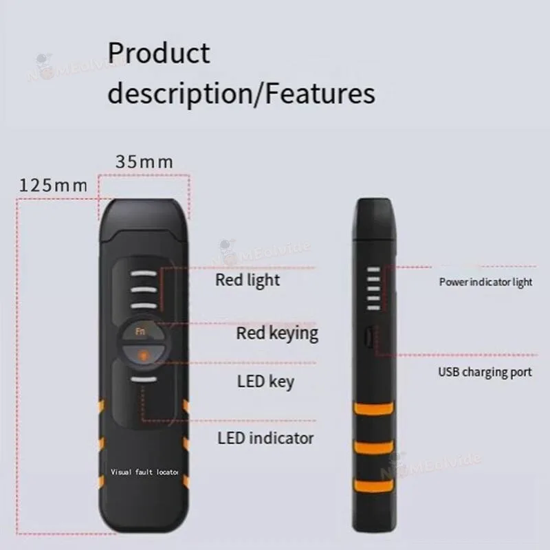 광섬유 테스터 도구 VFL 30KM 10MW 30MW FTTH 레이저 광 적색광 펜 광학 결함 탐지기 USB 충전 LED 조명