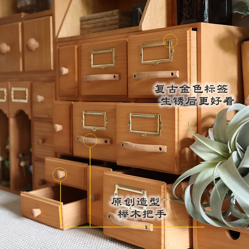 불규칙한 서랍 10 개가 있는 나무 사각 캐비닛, 빈티지 유럽 스타일 정리함, 가정 및 사무실용