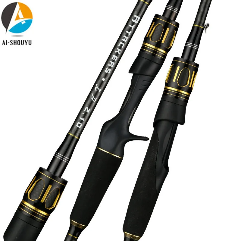 

AI-SHOUYU New Lure Fishing Rod Two Top Tips 1.98m/ 2.1m/2.4m Carbon Spinning/Casting Travel Rod M/MH Power Fishing Lure Pole