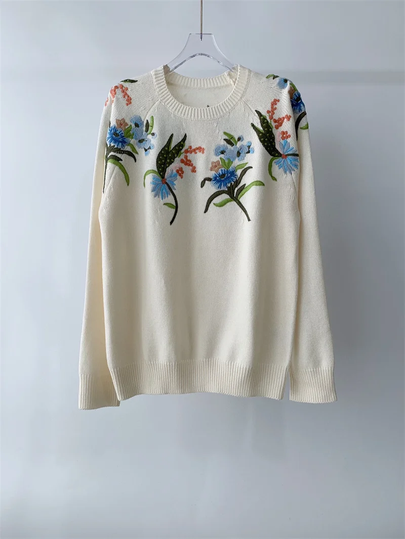 

Autumn Winter 2022 Women's Pullover Sweaters High Quality Wool Embroidered Sweater
