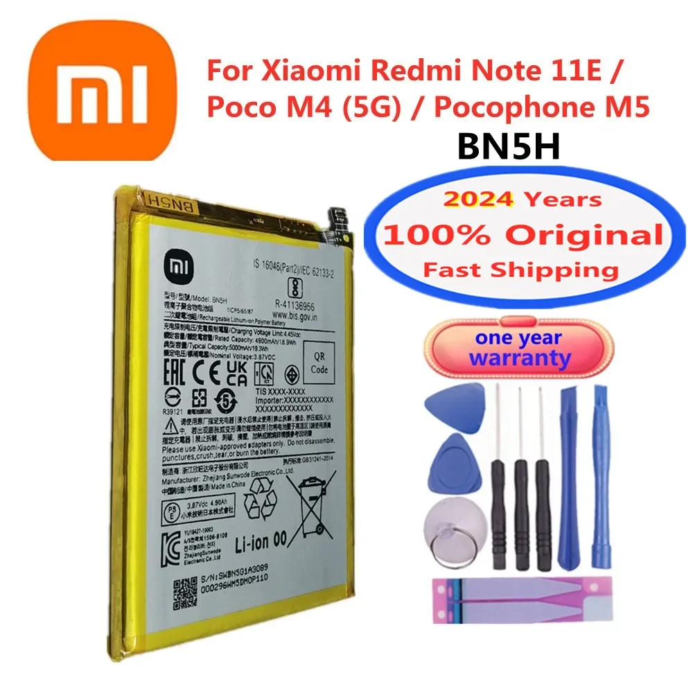 

2024 Years 100% Original Battery BN5H For Xiaomi Mi POCO M4 5G / Pocophone M5 / Redmi Note11E Phone Batteries Bateria 5000mAh