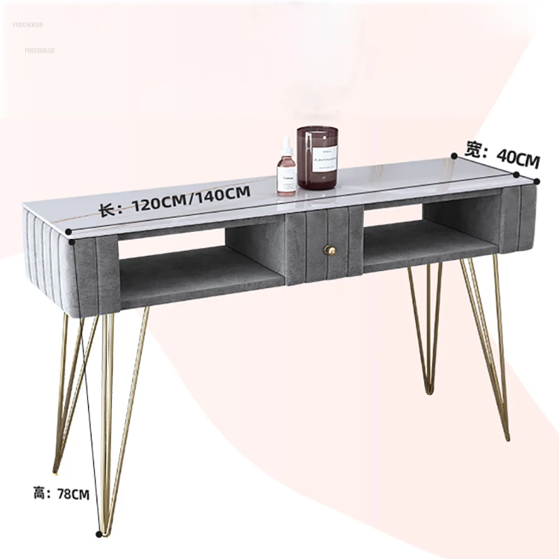 TeMkin Table de Manucure Simple Table de Manucure Multifonctionnelle à  Double Rangement Table de Manucure pour Salon de Spa (Size : 100 * 40 *  78cm)