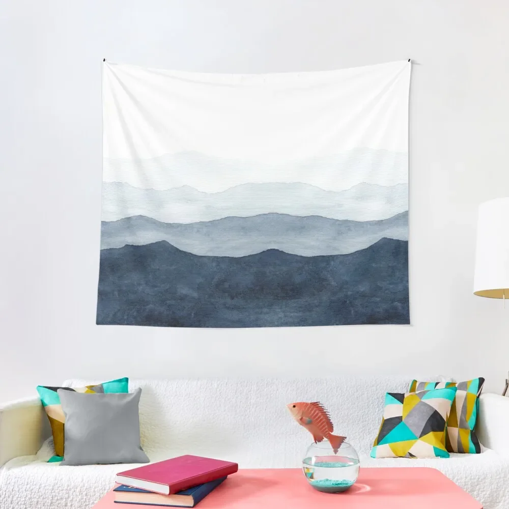 

Mountains Ombre | Indigo Abstract Watercolor Tapestry Decoration Wall Wall Deco Tapestry