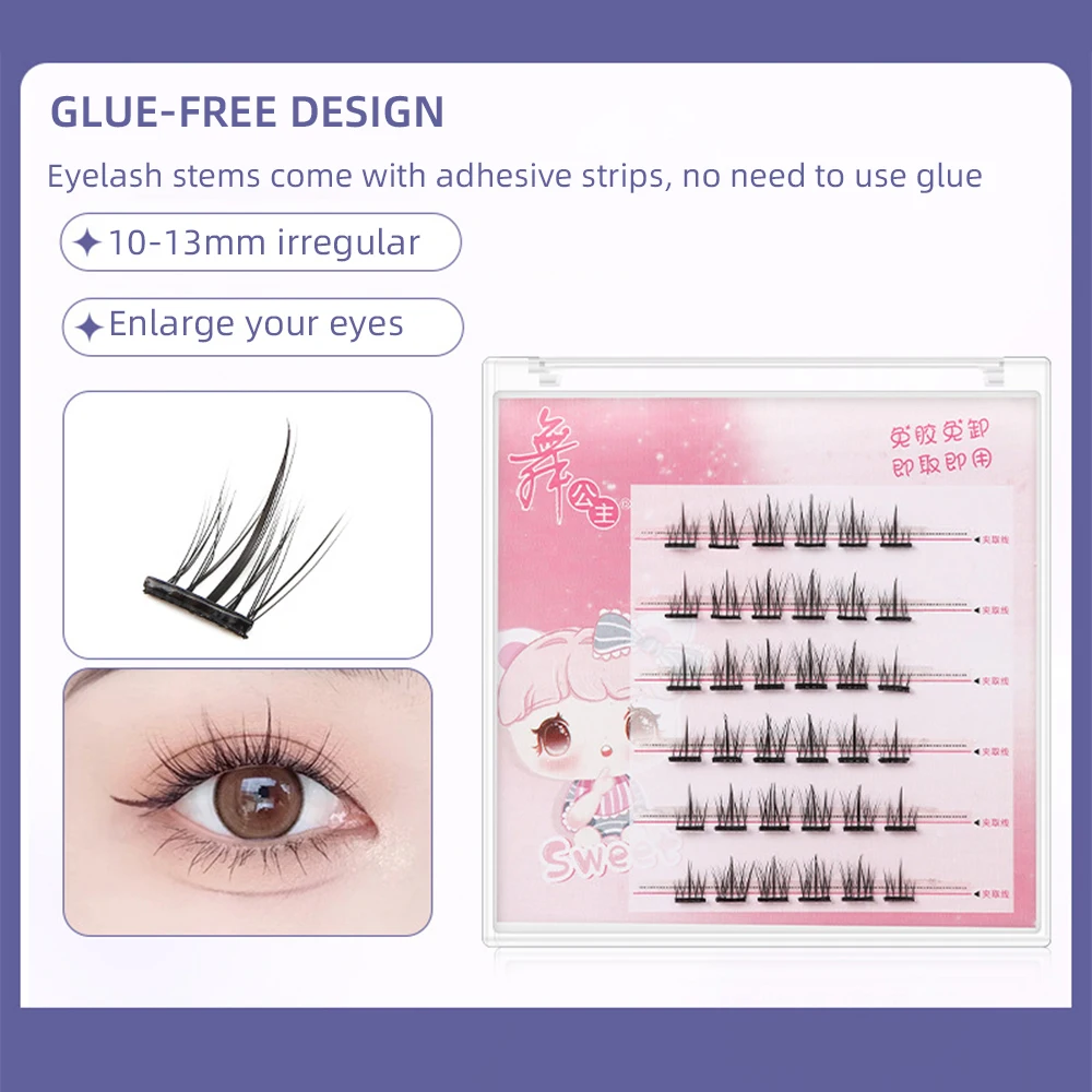 

12 rows False Eyelash No Glue Self Adhesive Cluster Lash DIY Extension Cluster Eyelashes Grafting False Eyelashes
