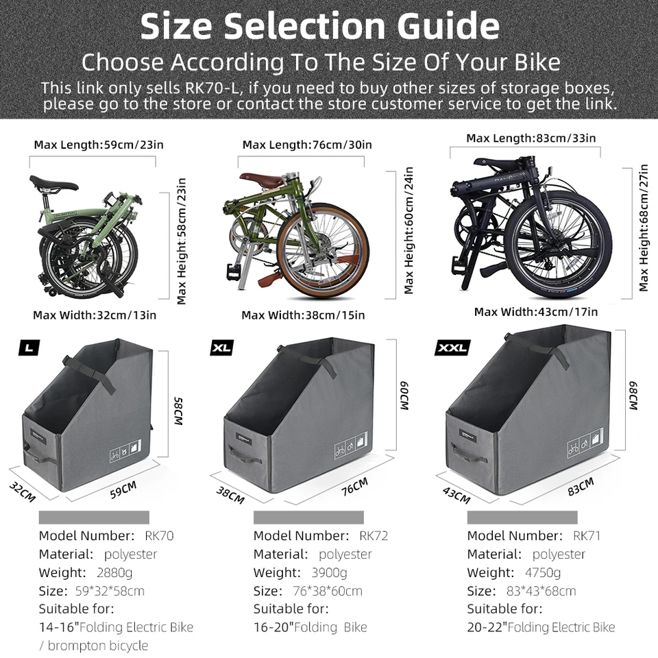 Rhinowalk Folding Bike Storage Box For Brompton Bike Fit 14-16