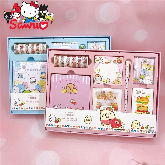 8pcs Cartoon Sanrio Stationery Collection Gift Box Bag Gel Pen Notebook  Handbook Sticker Notes Stationery Wholesale - AliExpress