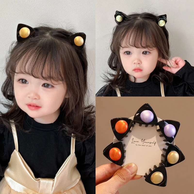 

1 Pair Kids Cute Cat Hair Claw Girls Small Cat Hair Clip Child Mini Hairpin Kawaii Barrette Bangs Clip Hair Styling Accessories