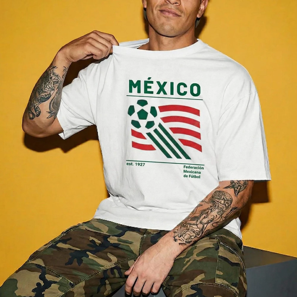 Vintage Mexiko Fußball T-Shirt Retro Mexiko Fußball Grafik T-Shirt Fußball-Partyzubehör Kleidung Herren Damen Sommer Casual Tops