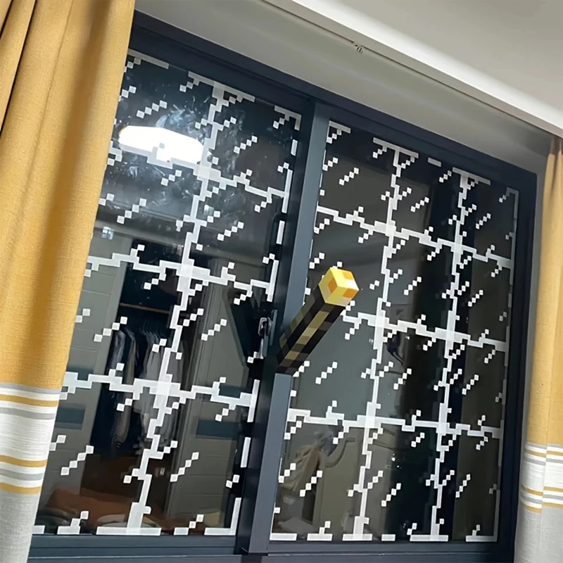 1/4/8/10/12pcs Pixel Style Glass Window Sticker Electrostatic Stickers Home Window Decoration Festival Dress Up Diy Gift window stickers