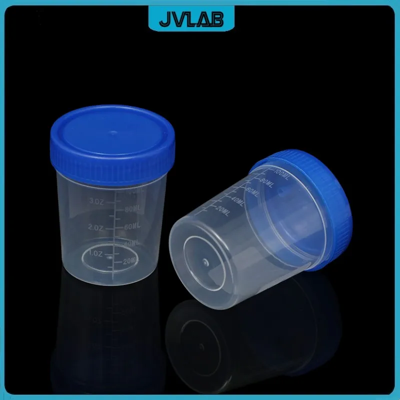 Plastic Urine Container Cup 100 ml / 120 ml Plastic Vials Screw Cover Sputum Cup EO-Sterilized Individual Package 50/PK