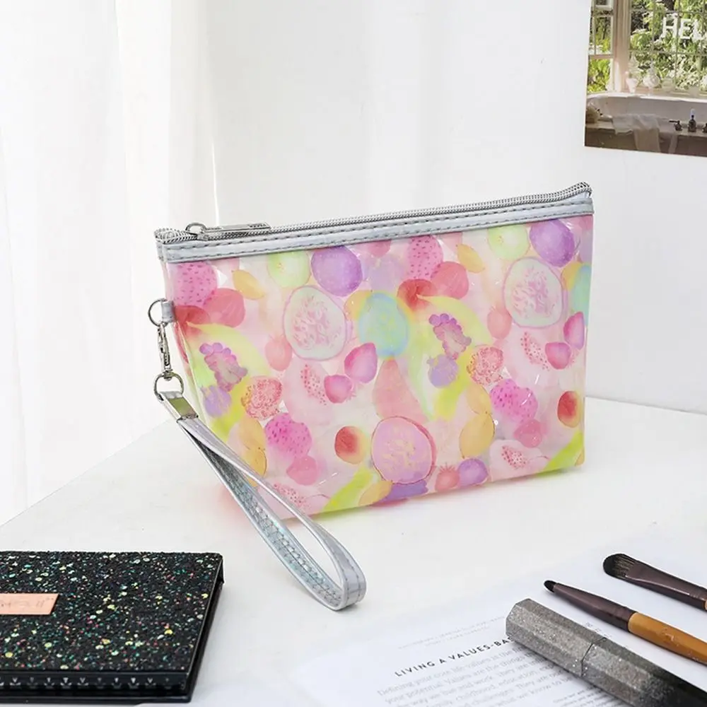 

Toiletry Bag PVC Transparent Cosmetic Bag Travel Organizer Fruit Printed Makeup Bag Zipper Bag Waterproof Travel Storage Bag