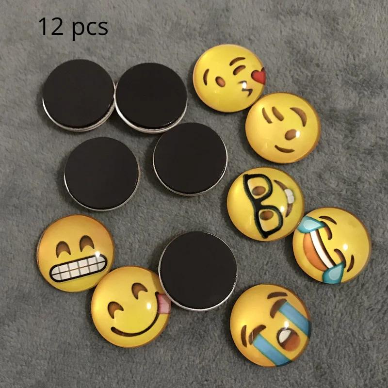 12pcs Round Polystyrene Smile Face Fridge Magnets - Adorable Decorative Magnets for Kitchen, Office, Whiteboard, Locker, Cabinet