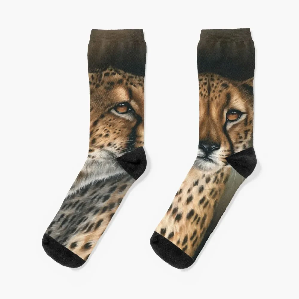 

Wildlife Artwork of Two Cheetahs Socks Antiskid soccer winter thermal compression Girl'S Socks Men's