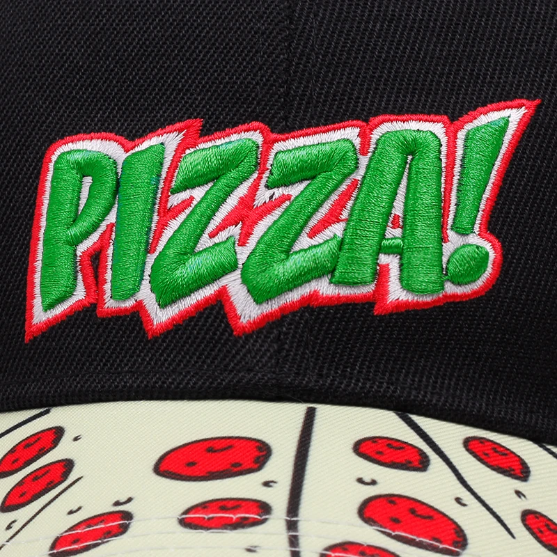 New Design Pizza Brim Baseball Cap Male Fashion Letter Embroidery