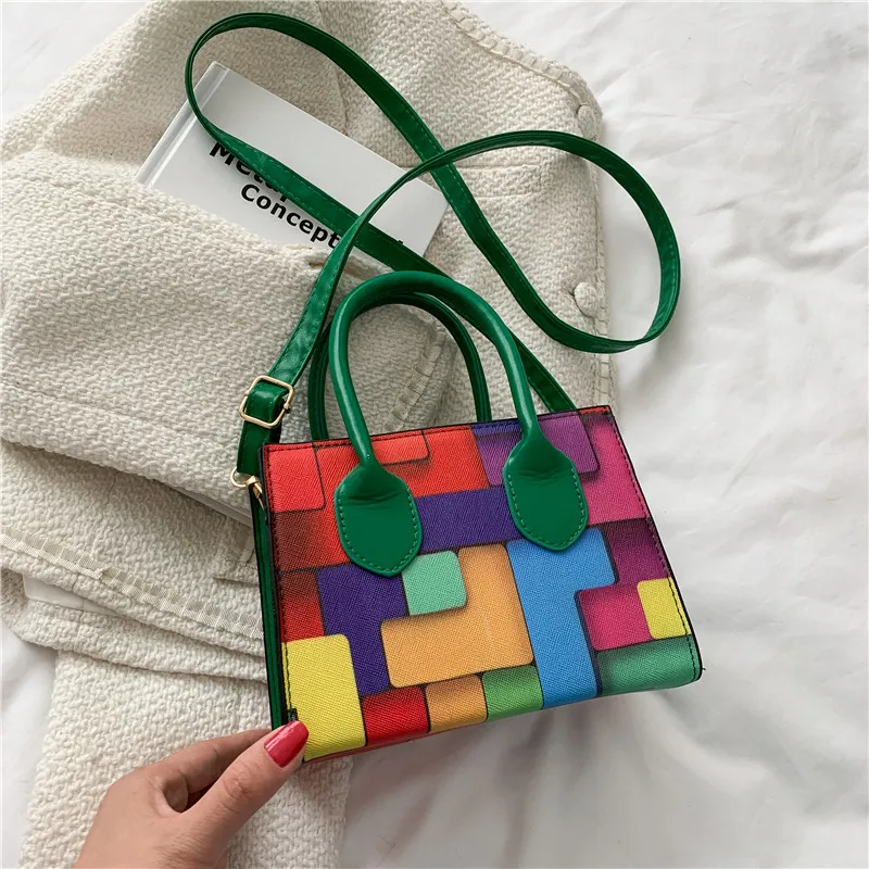 JEALOVE Fashion Small Square Shoulder Bags For Women Hit Color Rainbow
