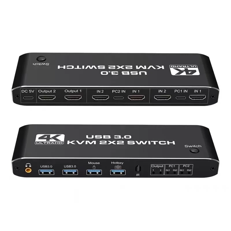 2 saídas, USB 3.0, 4K, 60Hz, 2x2,