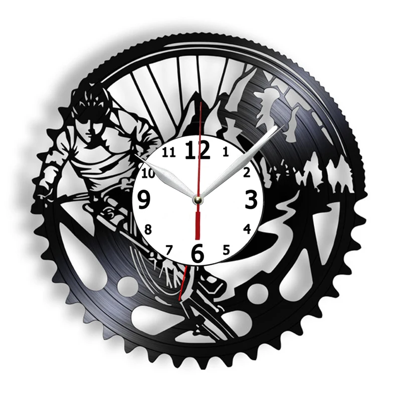 

Cycling Contemporary Vinyl Wall Clock Riding Bikes Bicycle Longplay Record Timepieces Outdoorsy Activity Modern Artwork