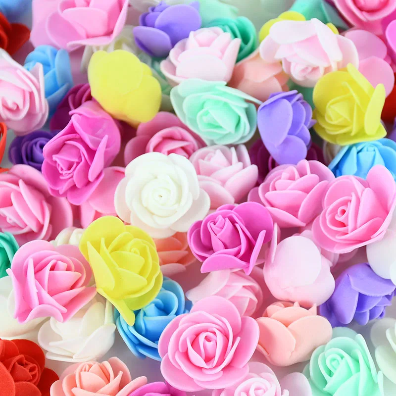 50/100/200Pcs Teddy Bear of Roses 3cm PE Foam Rose Head Artificial Flower Home Decorative Wreath Wedding Valentines Day DIY Gift images - 6