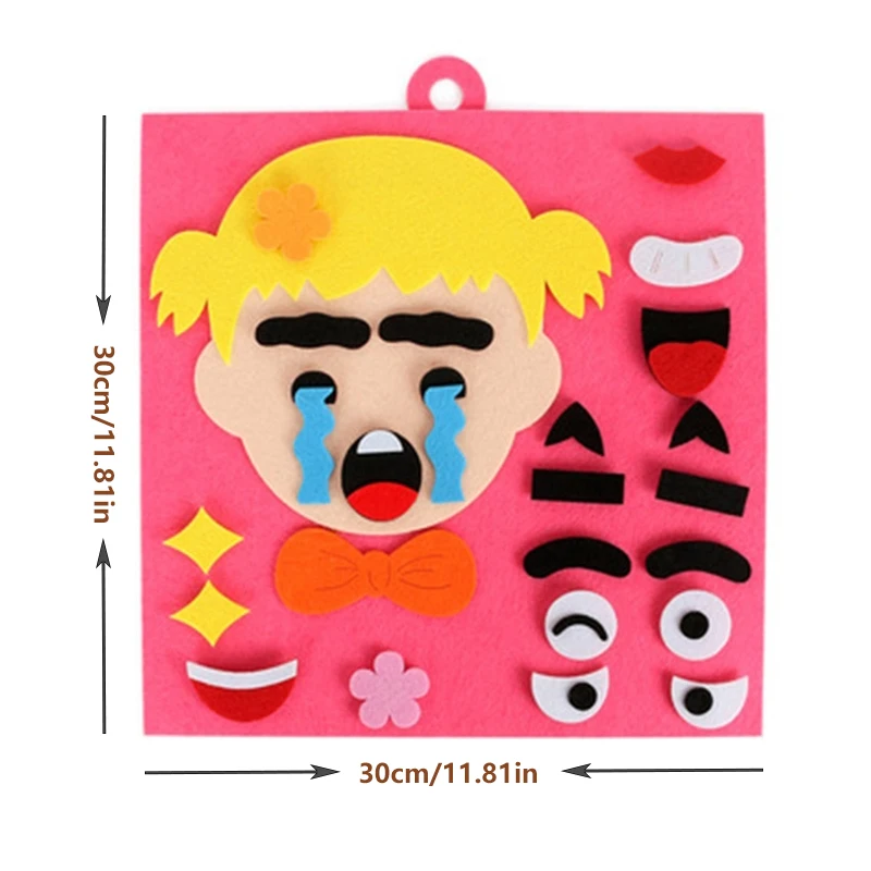 3D Puzzle Funny Felt Non-woven Fabric Early Childhood Education for Children Manual DIY Cognitive Facial Expression Stickers toy 6