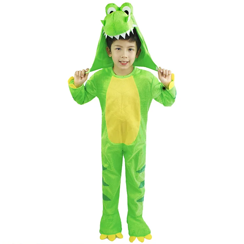 Kawaii Green Dinosaur Halloween Cosplay Costume Jumpsuit For Kids ...