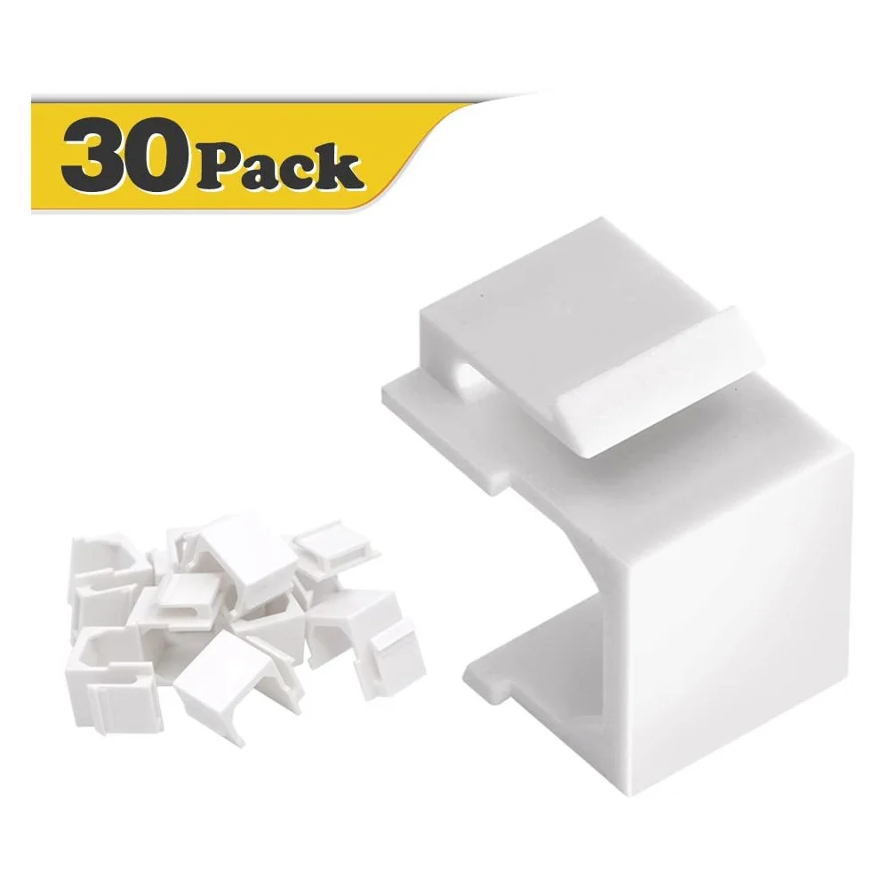 30-Pack Blank Keystone Jack Inserts for Keystone Wall Plate and Patch Panel-White