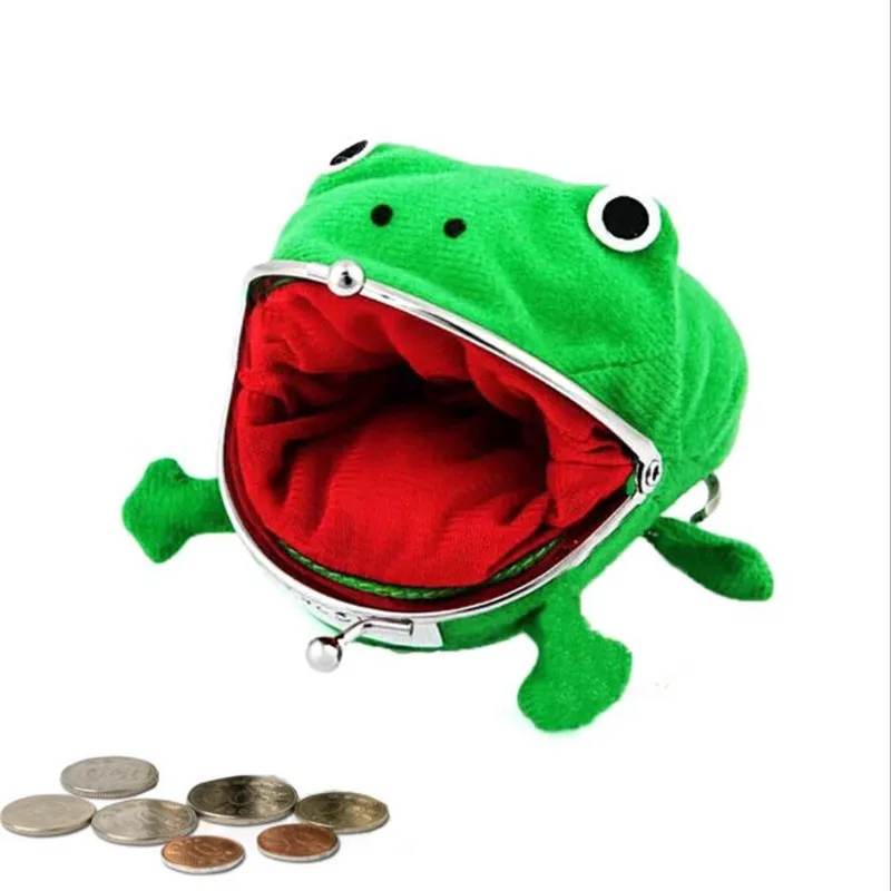 Coin Purse Frog Shape Cosplay Green Animal Coin Purse Wallet Soft Furry Plush Gift Fashion