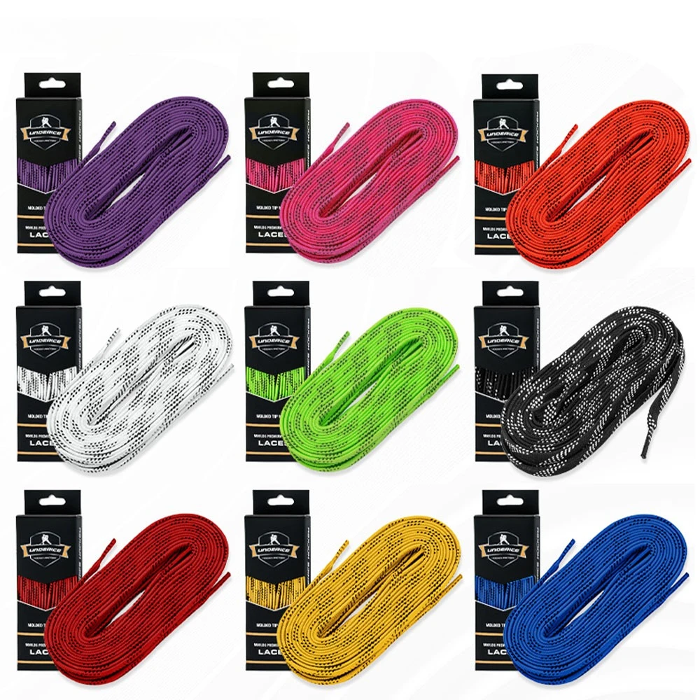 Ice Hockey Shoelaces Box Packed Ice Hockey Skate Laces 84/96/108/120in Dual Layer Braid Extra Reinforced Shoelace