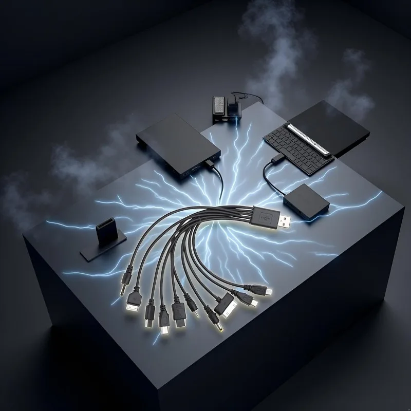 10-in-1 멀티 핀 충전 케이블 다기능 USB 어댑터 데이터 충전 와이어 코드 이어폰 스피커 MP3 플레이어용 범용