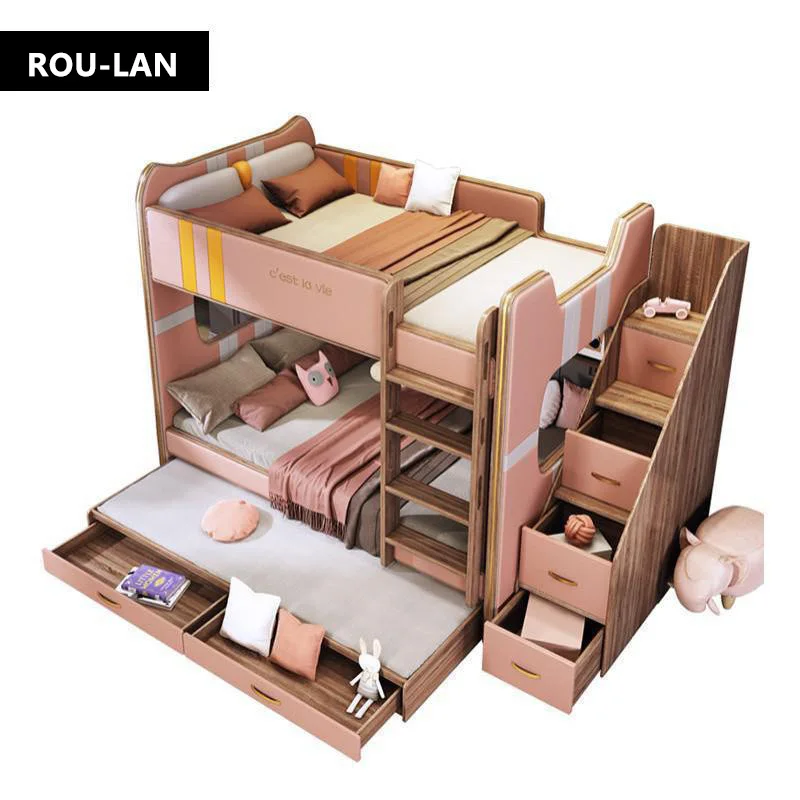 

Children's Beds Solid Wood Mother and Baby Bunk Bed for Kids Modern Design Furniture Bedroom Set ROU LAN