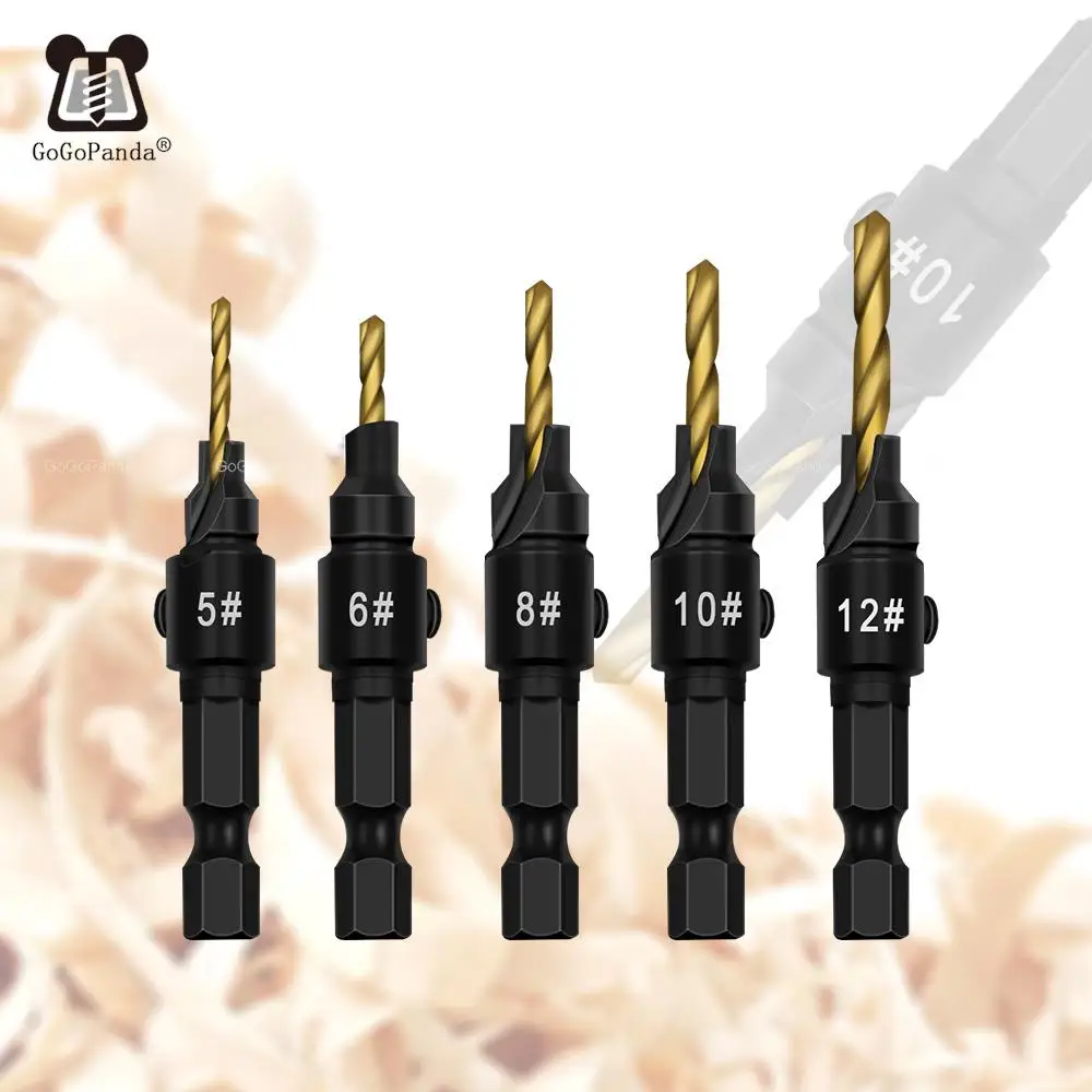 

Countersunk head of titanium coating on hexagonal shank twist drill suit carpentry openings for chamfering stiletto high speed
