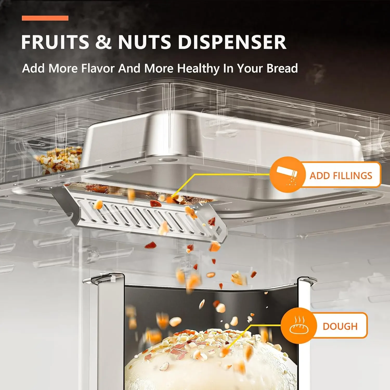Bread Maker Machine 13 Program 2LB Bread Maker, Bread Machine with 3 Loaf Sizes and 3 Crust Colors, Breadmaker with Fruit & Nut 3