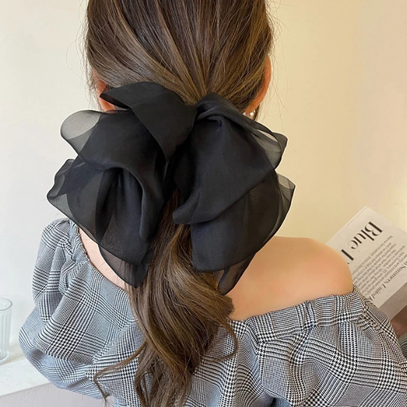 

Oversize Hair Bow Girls Hairpin for Women Net Yarn Bowknot Ribbon Scarf Hair Clips Princess Wedding Hair Accessories Spring Clip