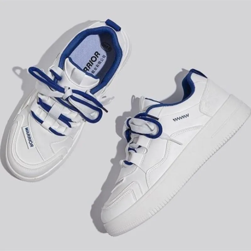 Zapatillas Mujer Trendy Leather Platform Sneakers Lace-up White Shoes Tenis Breathable Socofy Casual Sports Shoes Women 6933