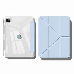 Sleek Y Flip Tablet Case with Pencil Holder and Multi-Device Compatibility for iPad 9th 10.2 (Light Blue)