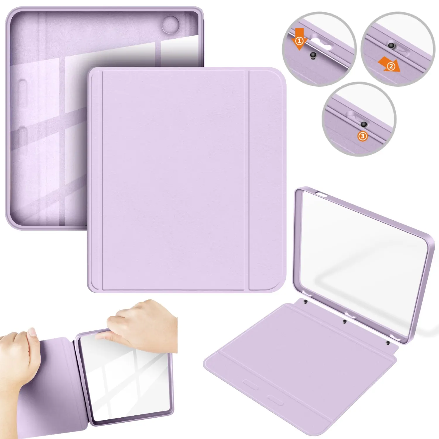 7 Detachable 2-in-1 Clear Acrylic and PU Leather E-Reader Case