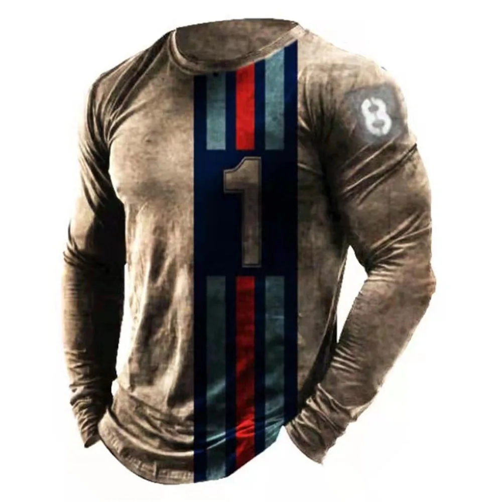 Vintage T Shirts 3d Printed Casual Long Sleeves Men's Loose Oversized T Shirts O Neck Comfort Sweatshirts European Clothes 5xl