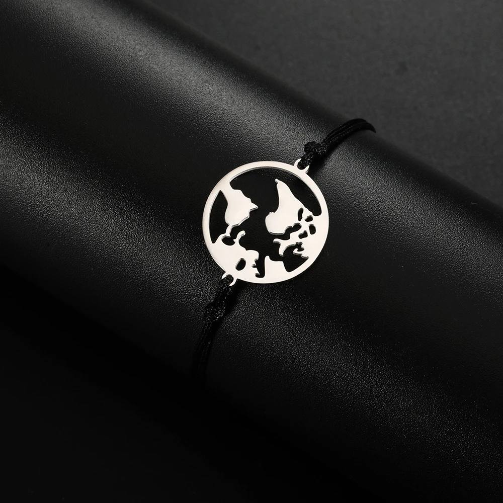 Dawapara The Earth Charm Globus Weltkarte Armband für Männer Frauen Edelstahl Reiseschmuck Abschlussgeschenk – Detail 20