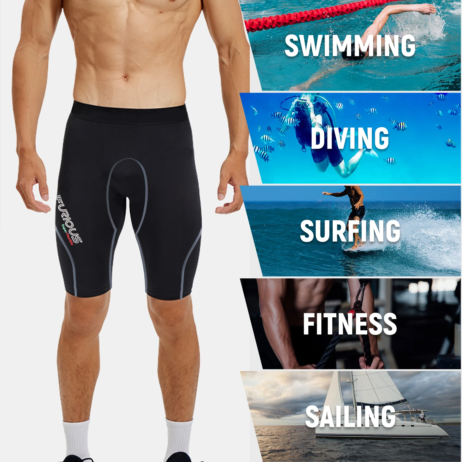 2Mm Neopreen Mannen Wetsuits Shorts Super Stretch Winter Zwemmen Badmode Zwart Sml XlWetsuit