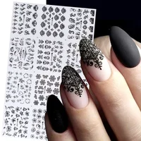 1PCS Black White Nail Stickers Flower Leaf Necklace 3D Sliders Decal Gel Polish Sticker DIY Design Manicure Tips HBJY373-384 1