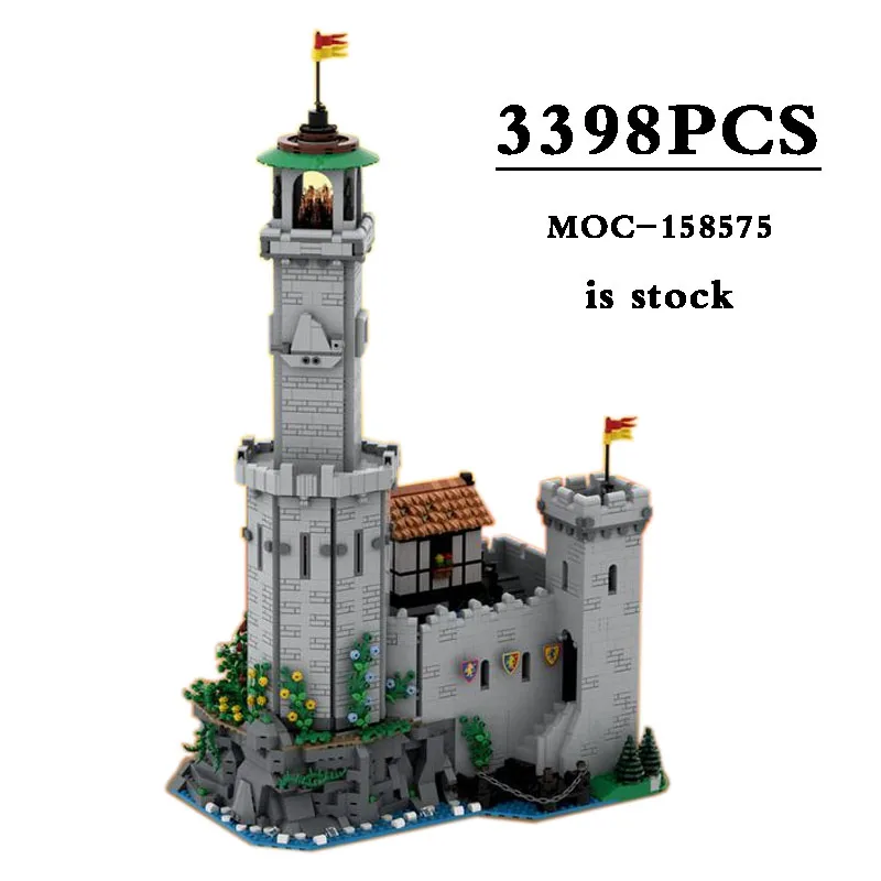 

MOC-158575 Enhanced Lighthouse-10305 Lion Knight Castle Alternative Construction Medieval Castle Building Blocks Toy DIY Gifts