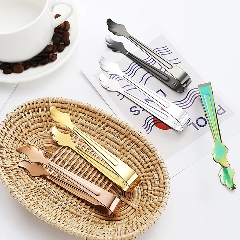 Stainless Steel Ice Cube Clip Sugar Tong Bar Ice-Cube Picker Clamp Coffee Tea Food Serving Tool BBQ Clips Kitchen Accessories